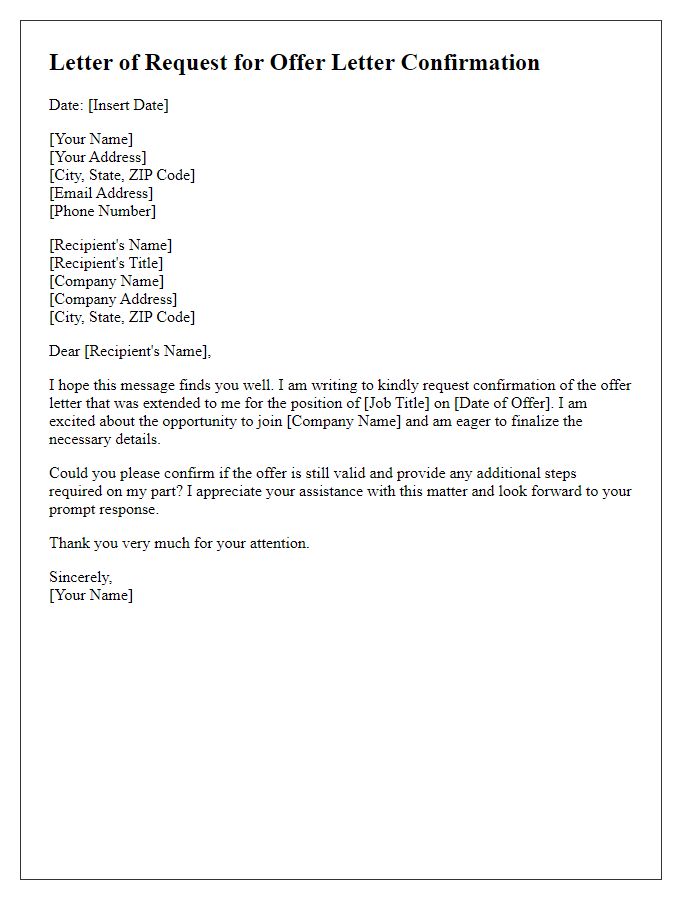 Letter template of need for offer letter confirmation