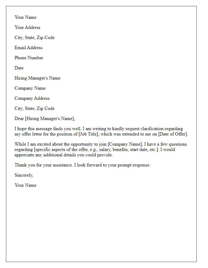 Letter template of request for offer letter explanation