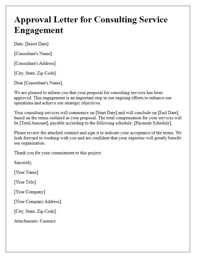 Letter template of approval for consulting service engagement