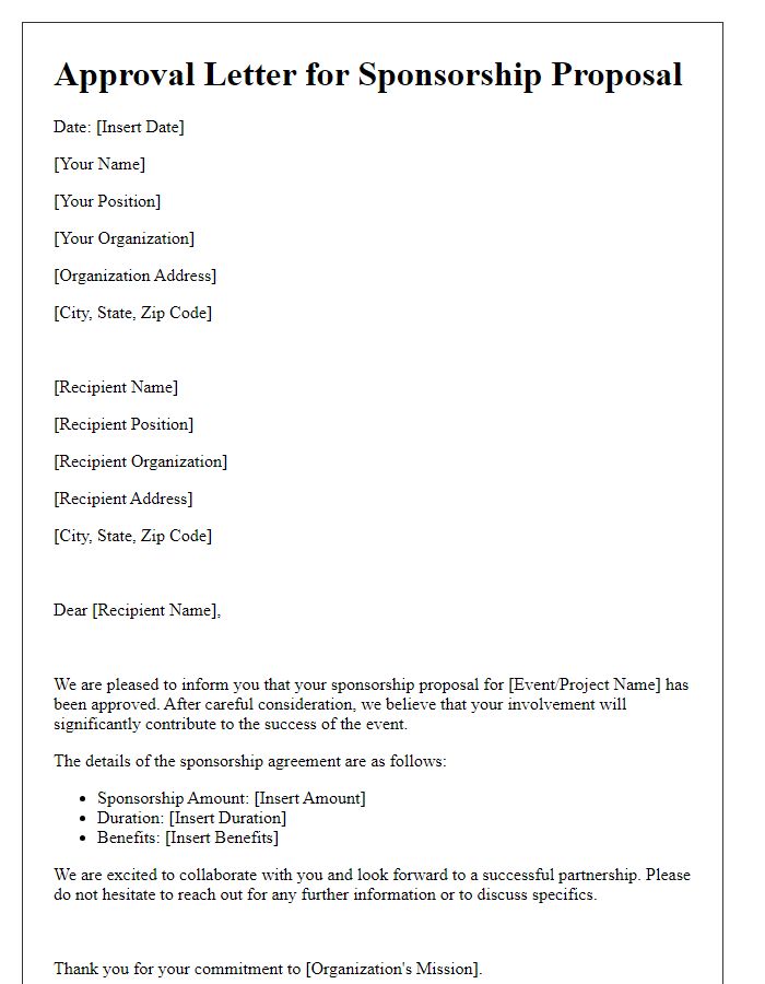 Letter template of Approval for Sponsorship Proposal