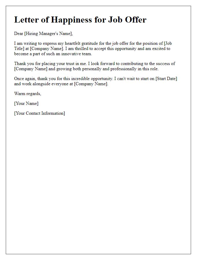 Letter template of happiness for your recent job offer