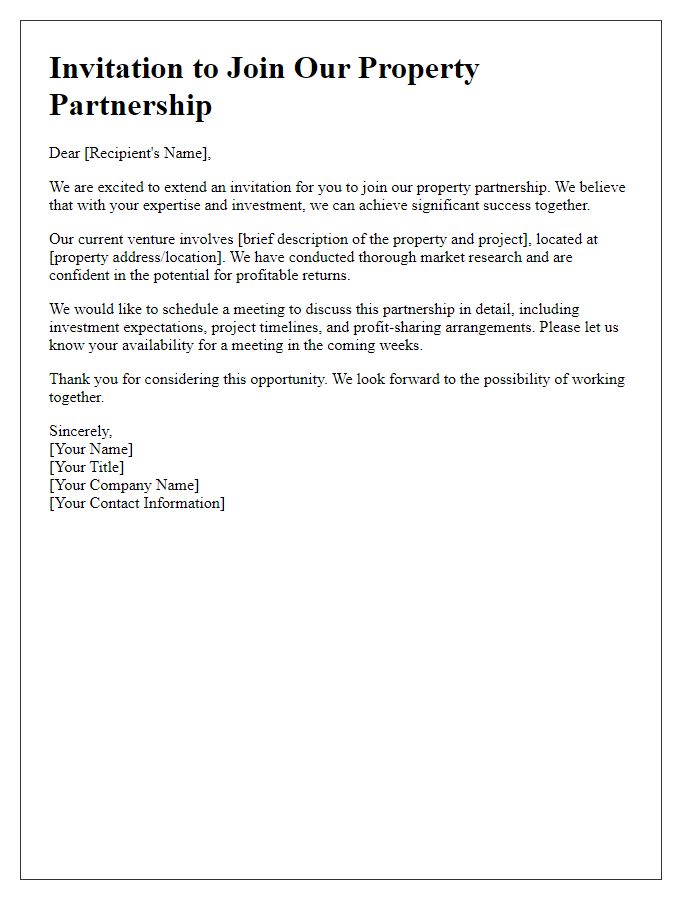 Letter template of Property Partnership Invitation