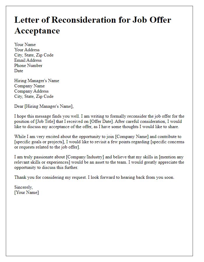 Letter template of reconsideration for job offer acceptance