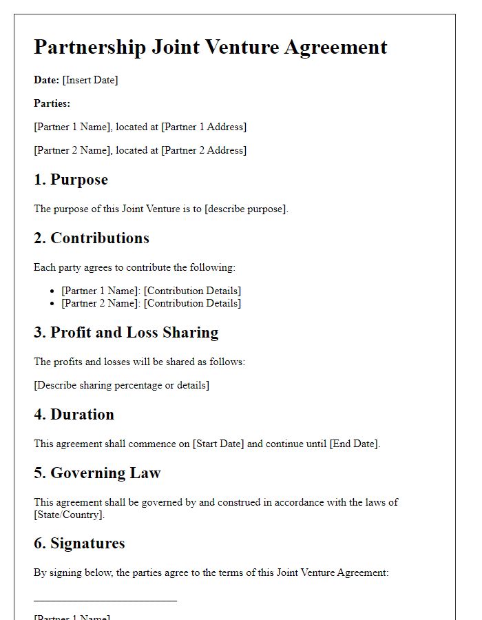 Letter template of Partnership Joint Venture Agreement