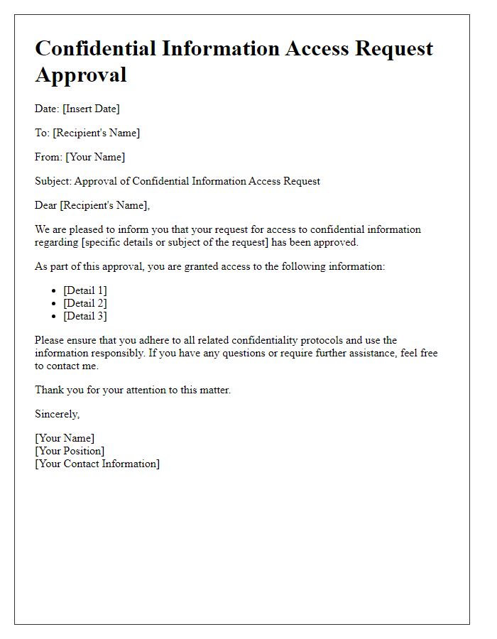 Letter template of confidential information access request approval