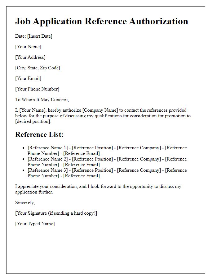 Letter template of Job Application Reference Authorization for Promotion Consideration