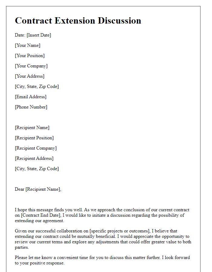 Letter template of contract extension discussion