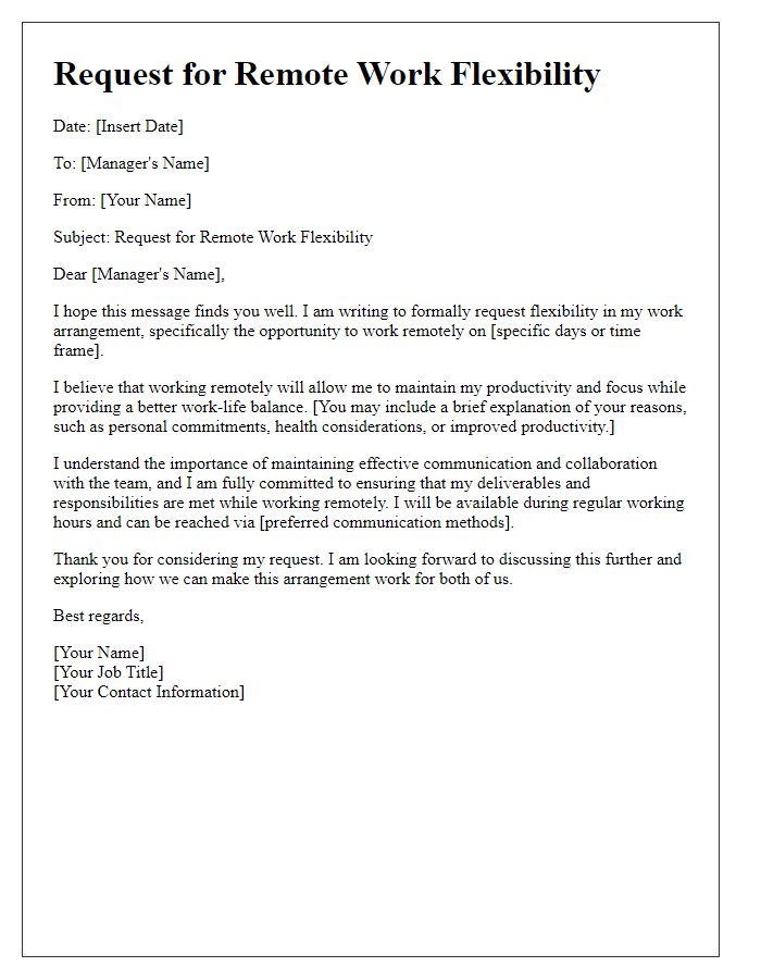 Letter template of remote work flexibility request
