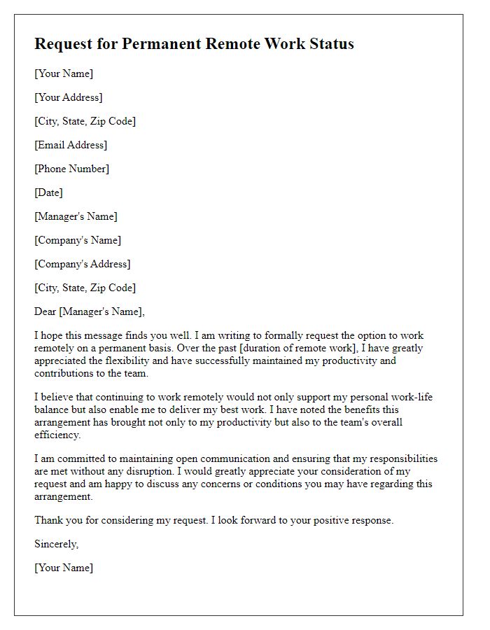 Letter template of request for permanent remote work status