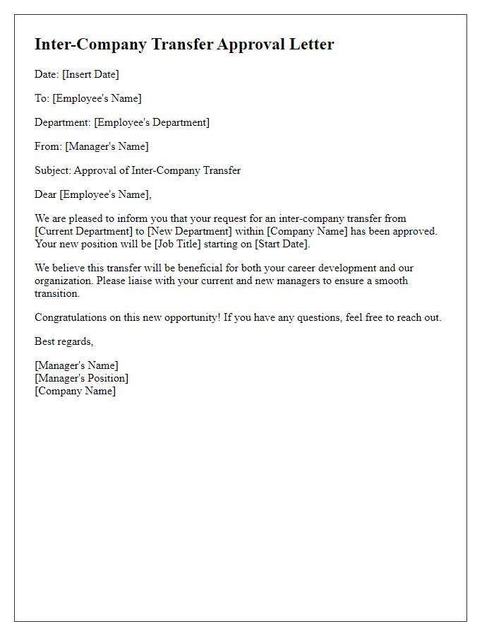 Letter template of inter-company transfer approval.