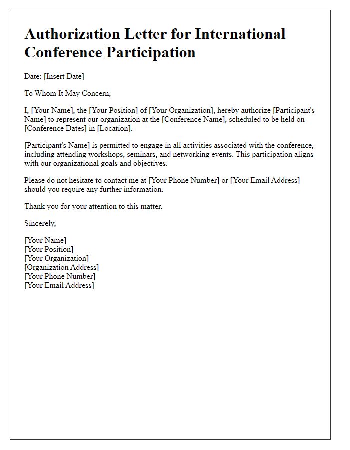 Letter template of authorization for international conference participation