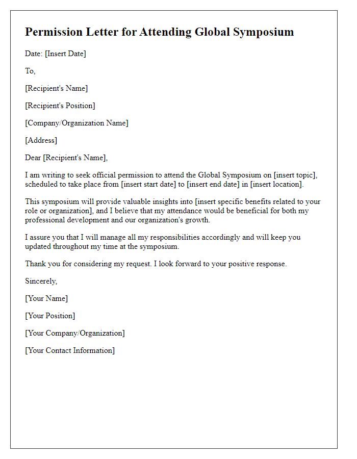 Letter template of permission for attending global symposium