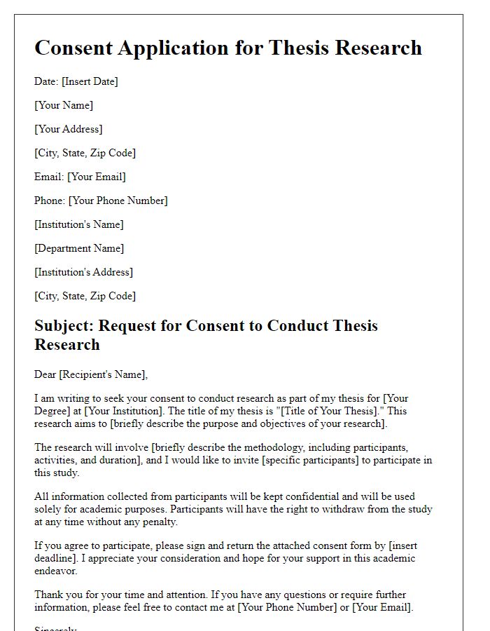 Letter template of academic thesis research consent application