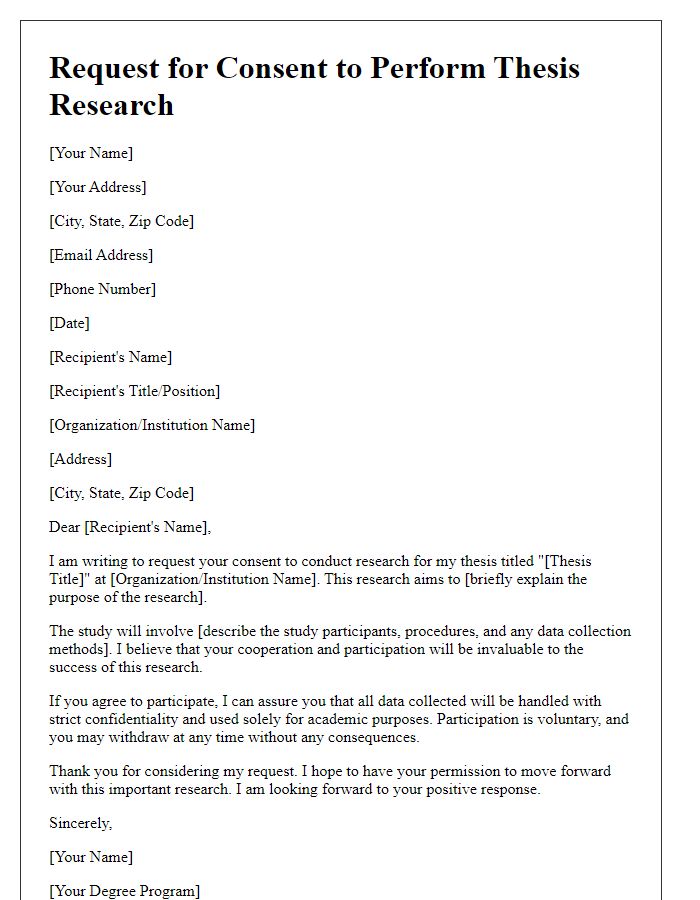 Letter template of request for consent to perform thesis research