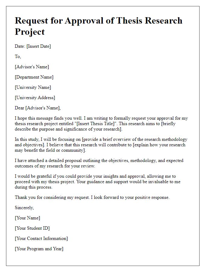 Letter template of thesis research project approval request