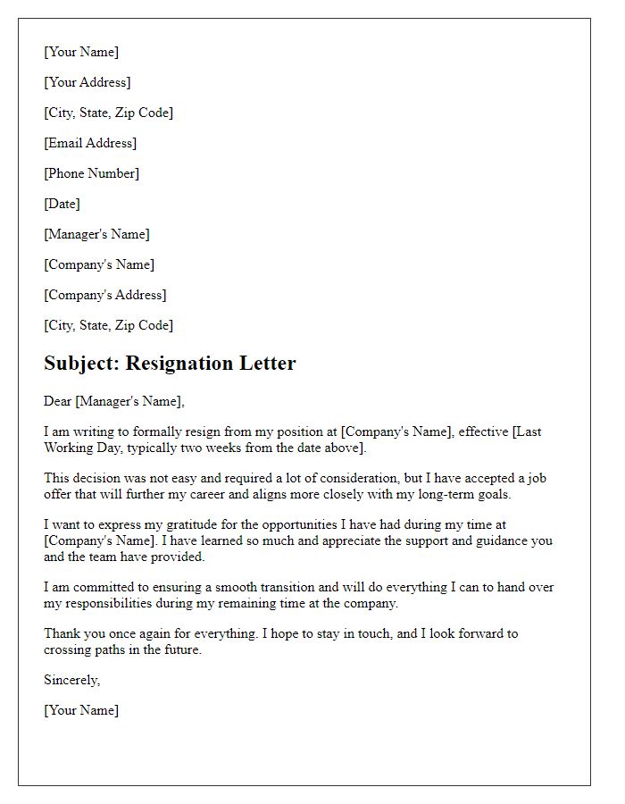 Letter template of resignation for a better job offer