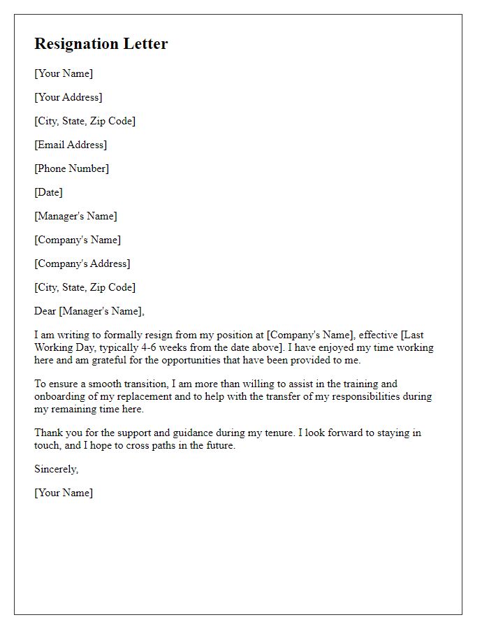 Letter template of resignation with extended notice for transition