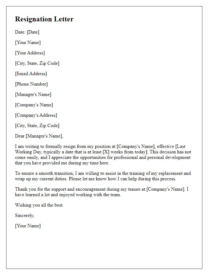 Letter template of resignation with protracted notice