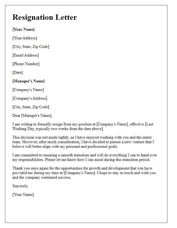 Letter template of resignation to launch a new venture.