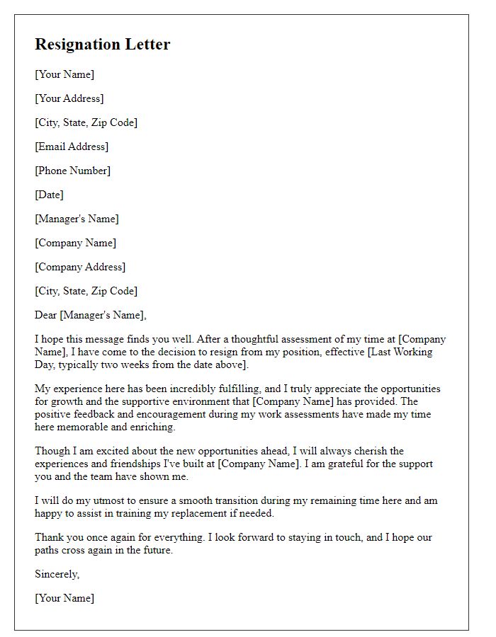 Letter template of resignation after happiness in work assessment.