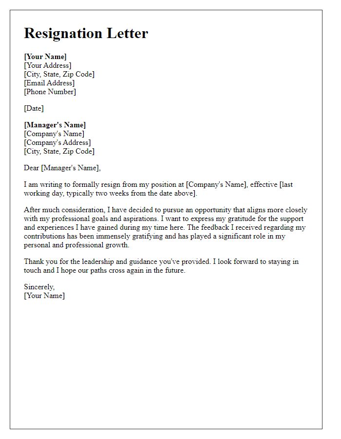 Letter template of resignation stemming from satisfaction feedback.