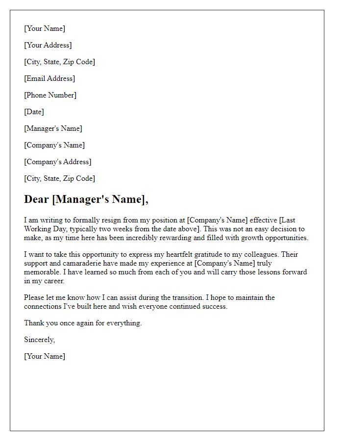 Letter template of resignation acknowledging supportive colleagues