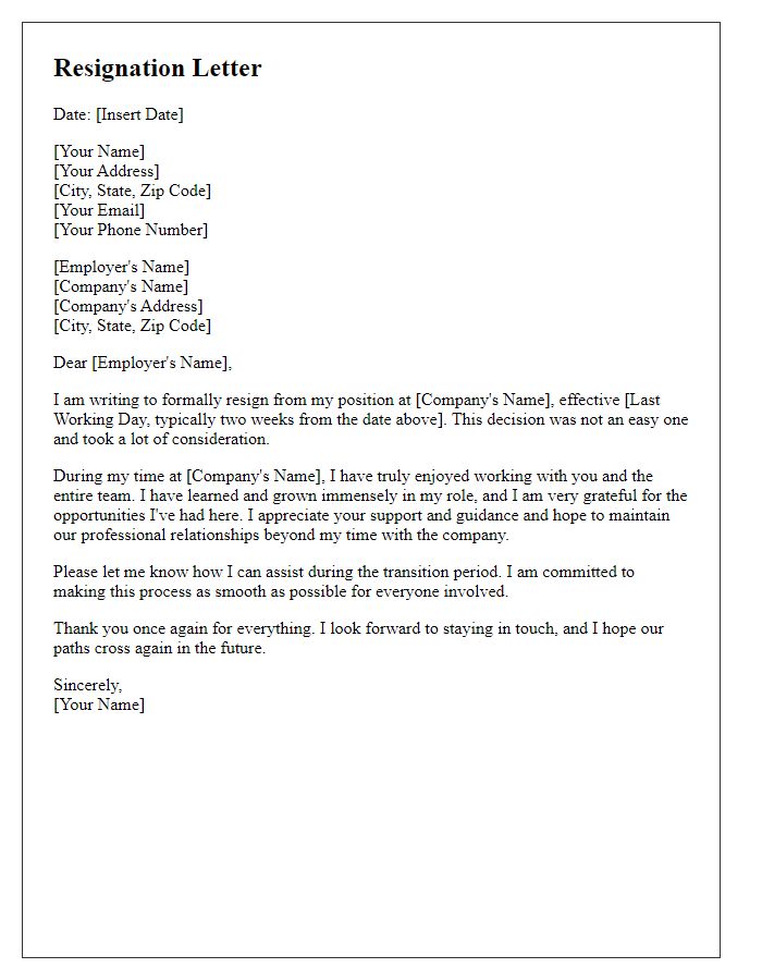 Letter template of resignation expressing desire to maintain relationships