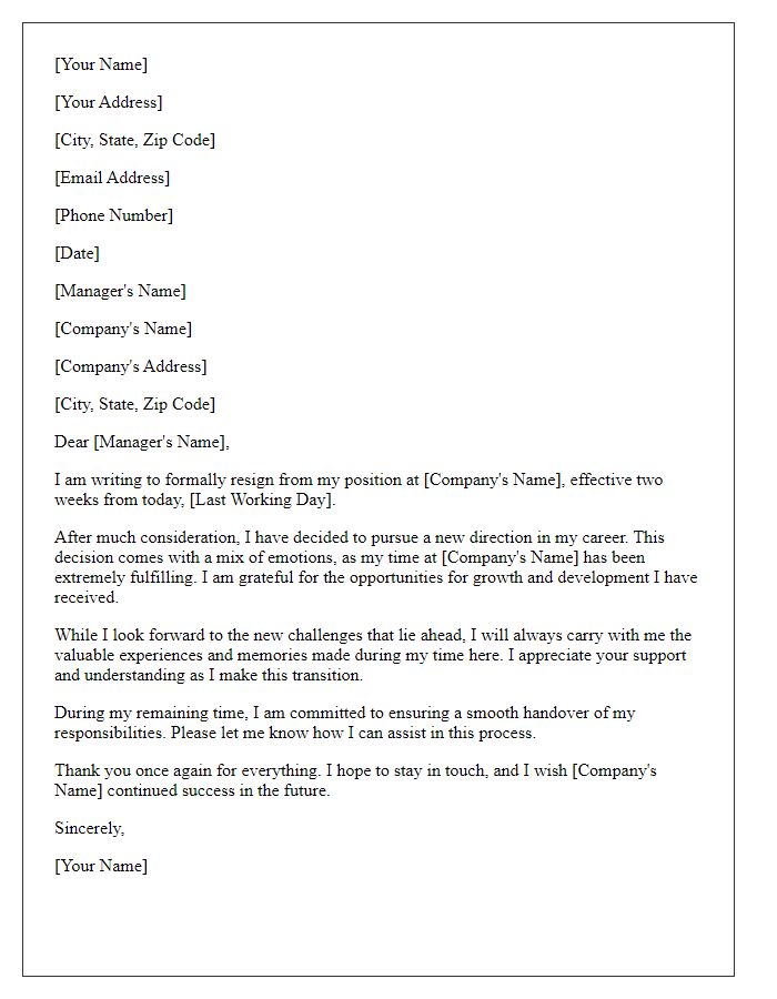 Letter template of resignation emphasizing a fresh direction