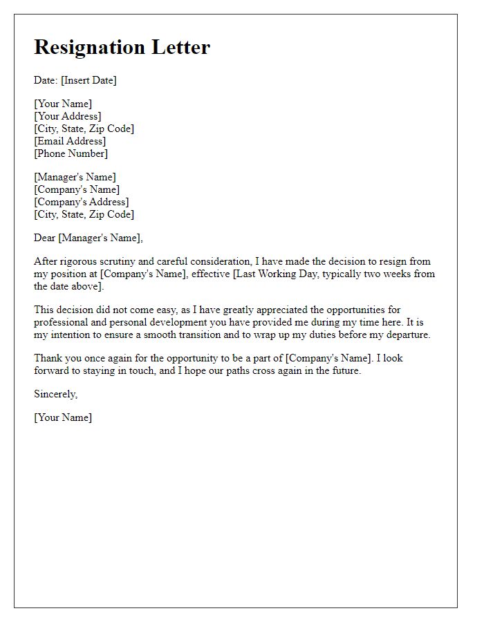 Letter template of resignation after rigorous scrutiny