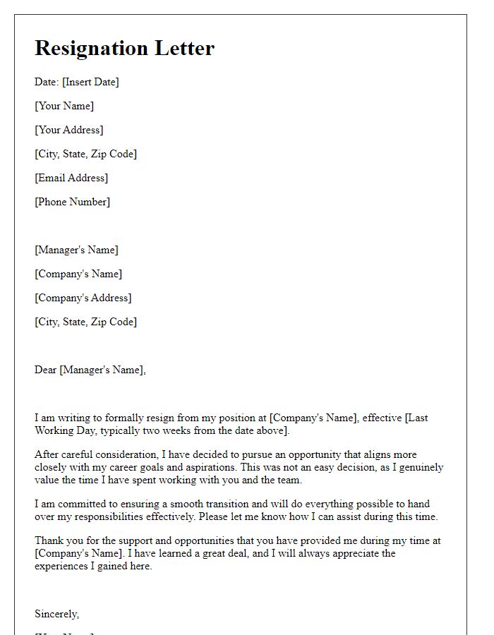 Letter template of resignation based on careful consideration