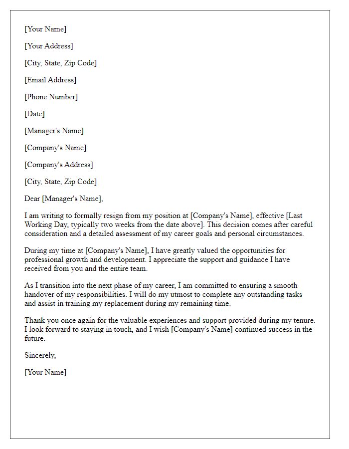 Letter template of resignation following detailed assessment