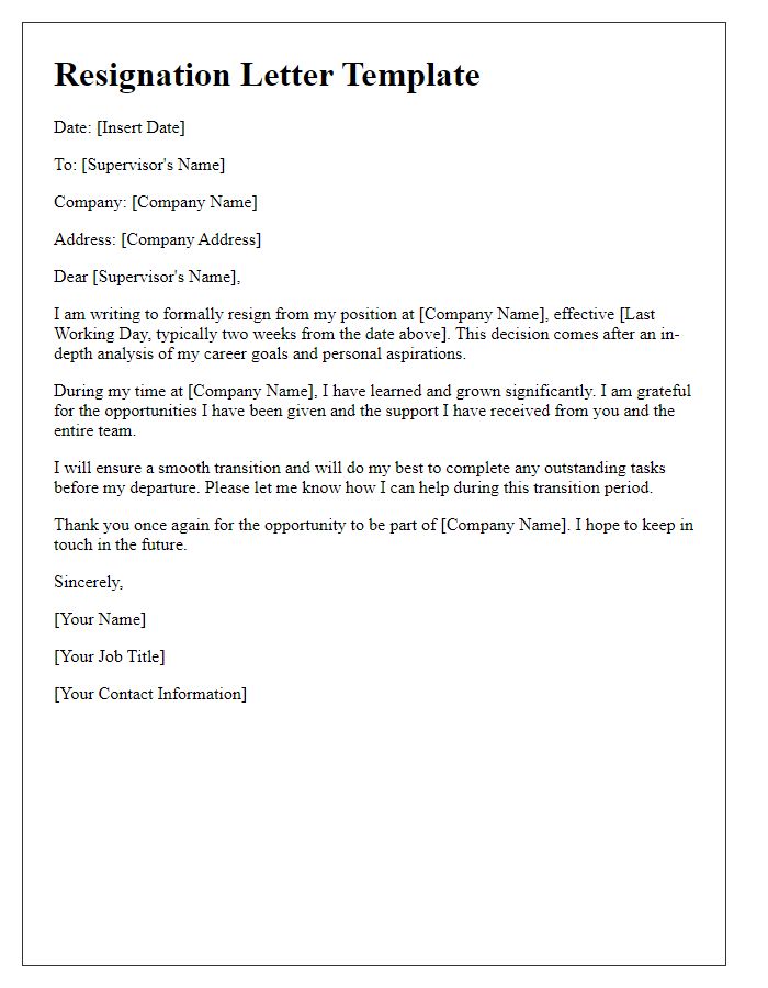 Letter template of resignation post in-depth analysis