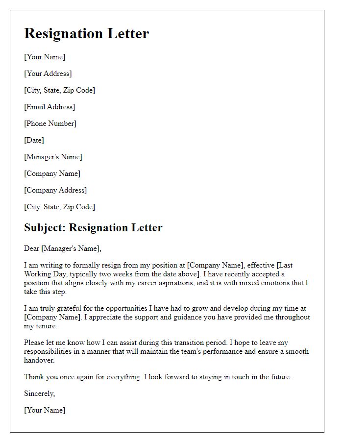 Letter template of resignation after securing desired employment