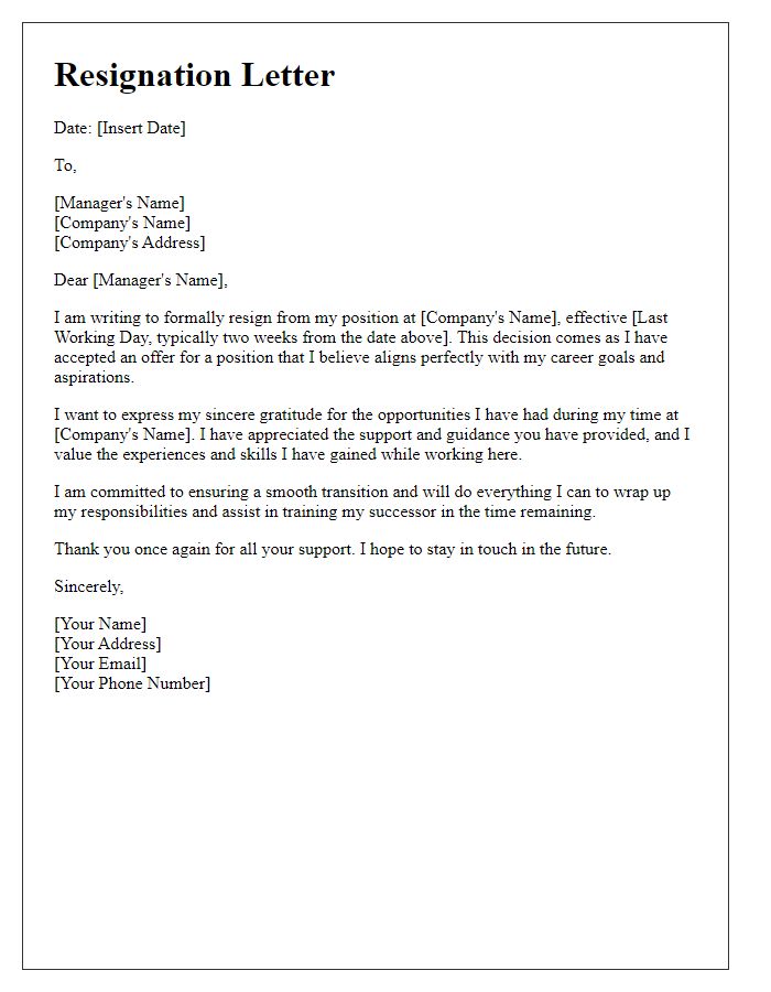 Letter template of resignation upon getting perfect job