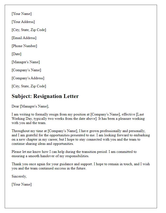 Letter template of resignation with a commitment to network thereafter.