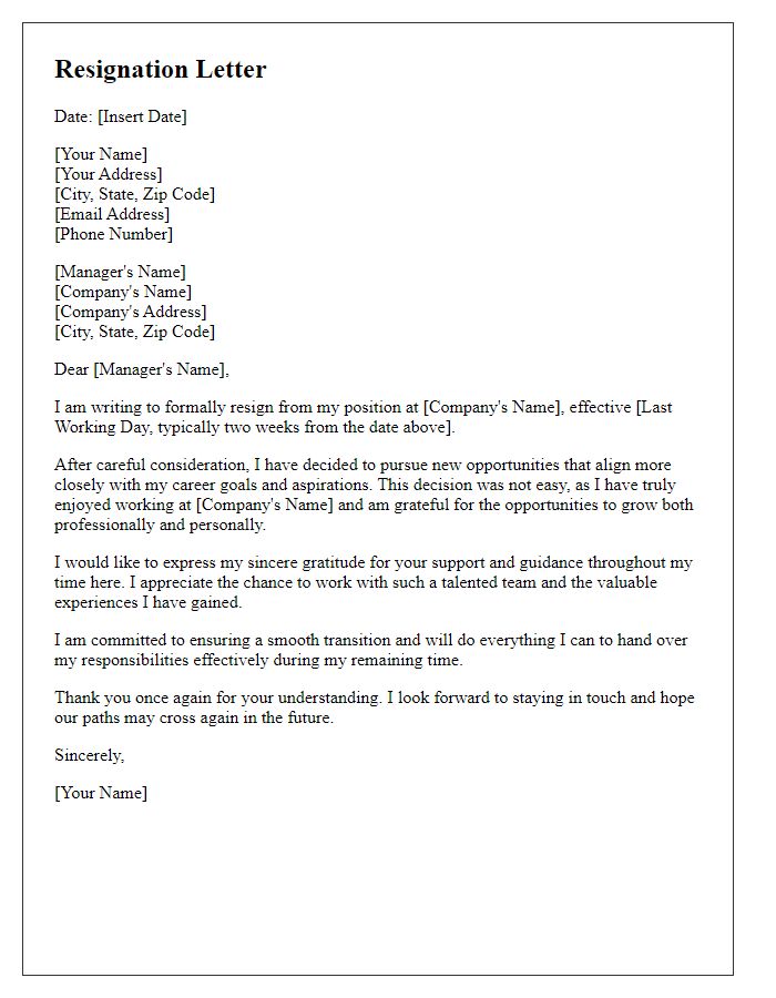 Letter template of resignation exploring new opportunities