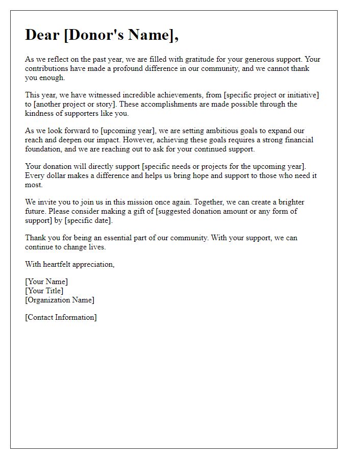 Letter template of a heartfelt annual fundraising appeal letter