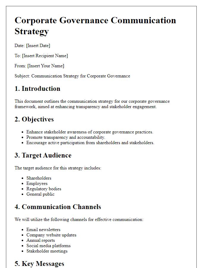 Letter template of corporate governance communication strategy