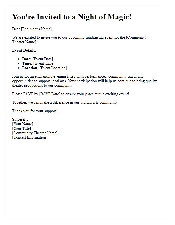 Letter template of community theater fundraising event invitation