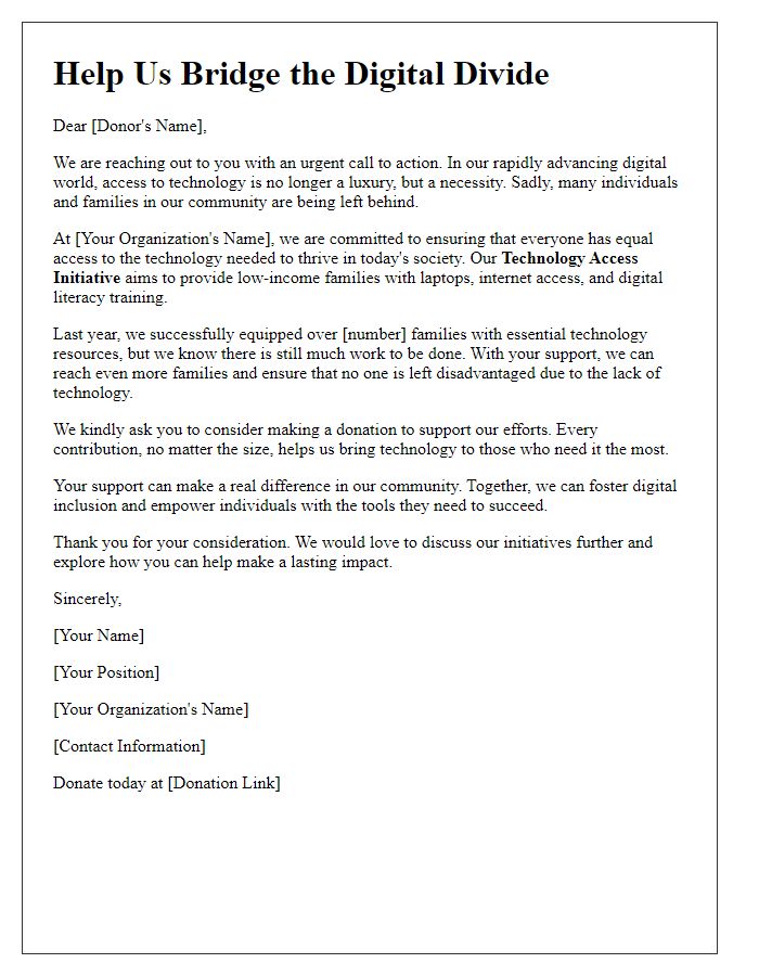 Letter template of digital inclusion fundraising letter for technology access initiatives.