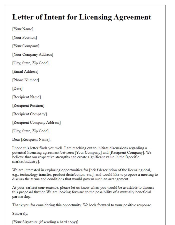 Letter template of cross-border contract negotiation for licensing deals