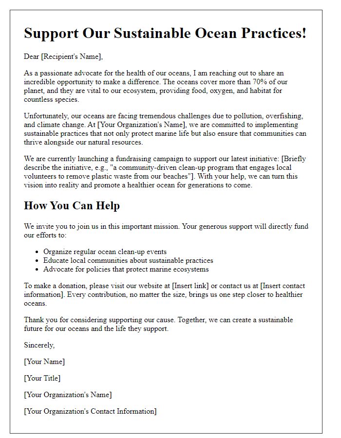 Letter template of sustainable ocean practices fundraising letter