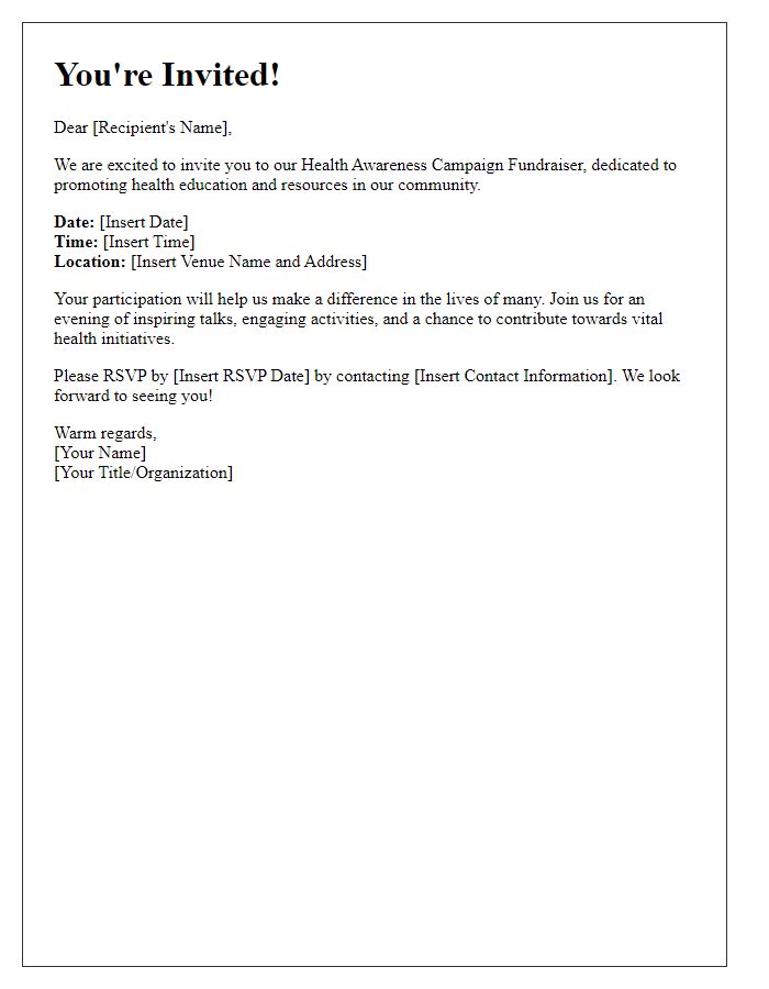 Letter template of invitation to health awareness campaign fundraiser event