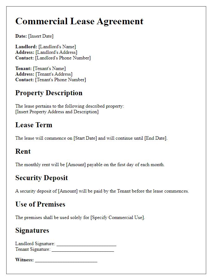 Letter template of commercial lease agreement for office space