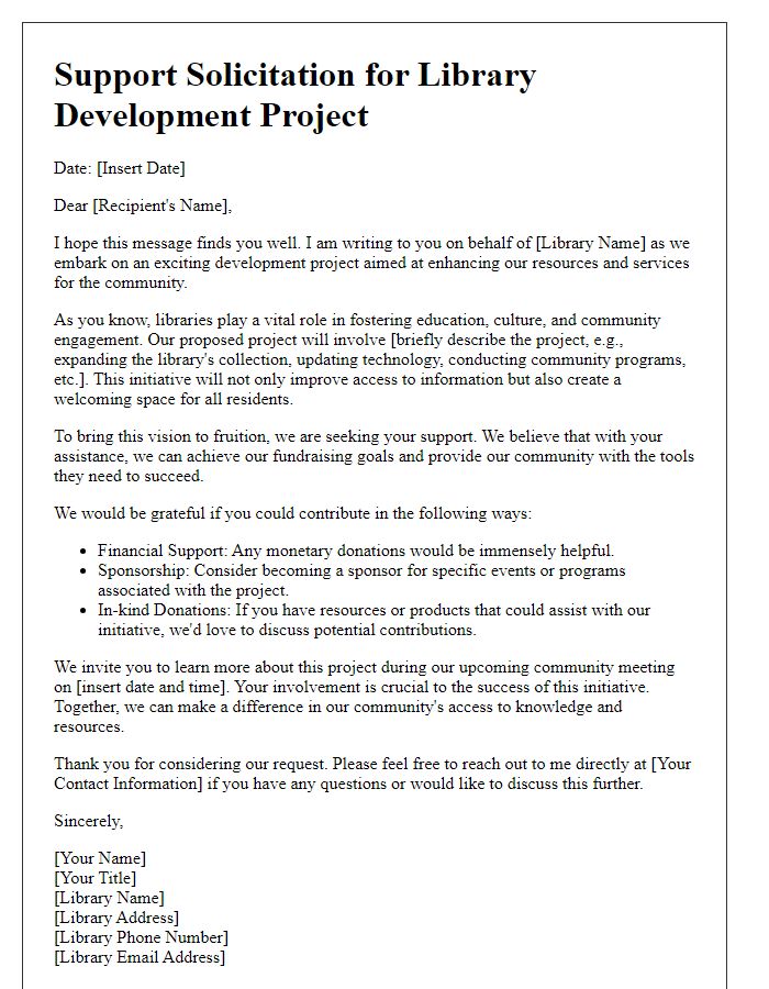 Letter template of Support Solicitation for Library Development Project