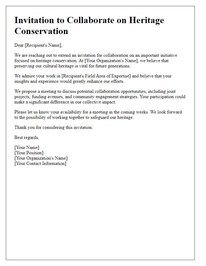 Letter template of collaboration invitation for heritage conservation