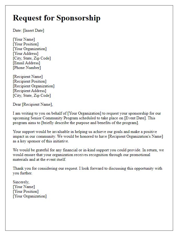 Letter template of request for senior community program sponsorship