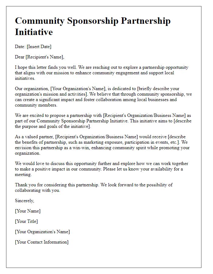 Letter template of community sponsorship partnership initiative