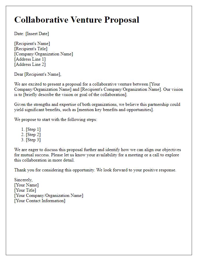 Letter template of collaborative venture proposal.