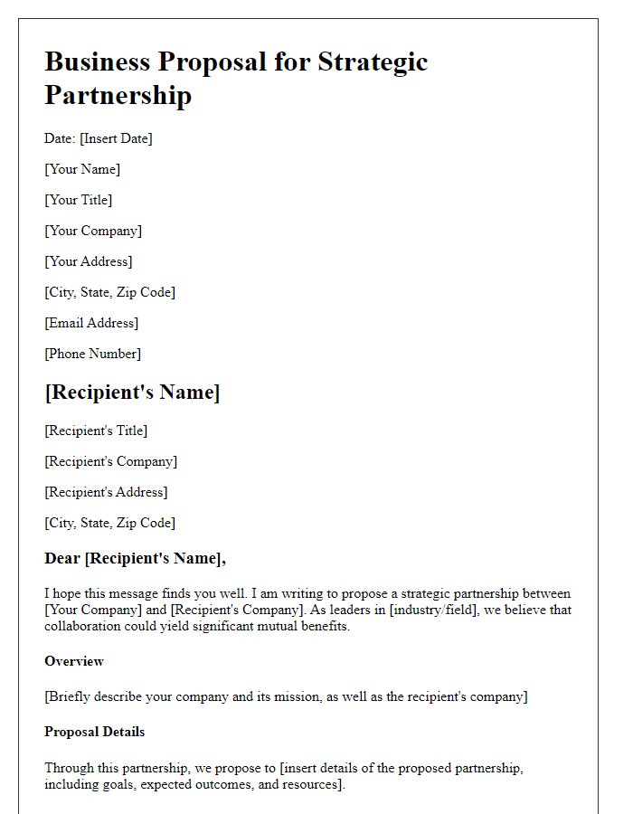 Letter template of business proposal for strategic partners